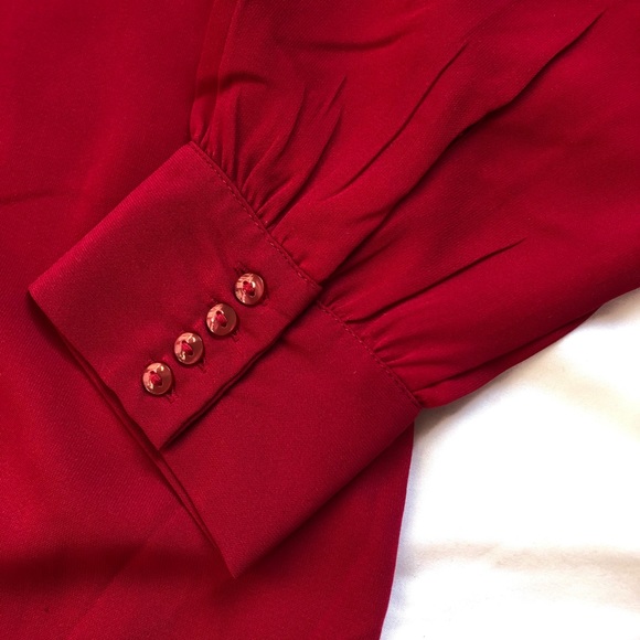 H&M Chiffon Long Sleeve V-Neck Tunic Dress Red Size 14 - Picture 5 of 9